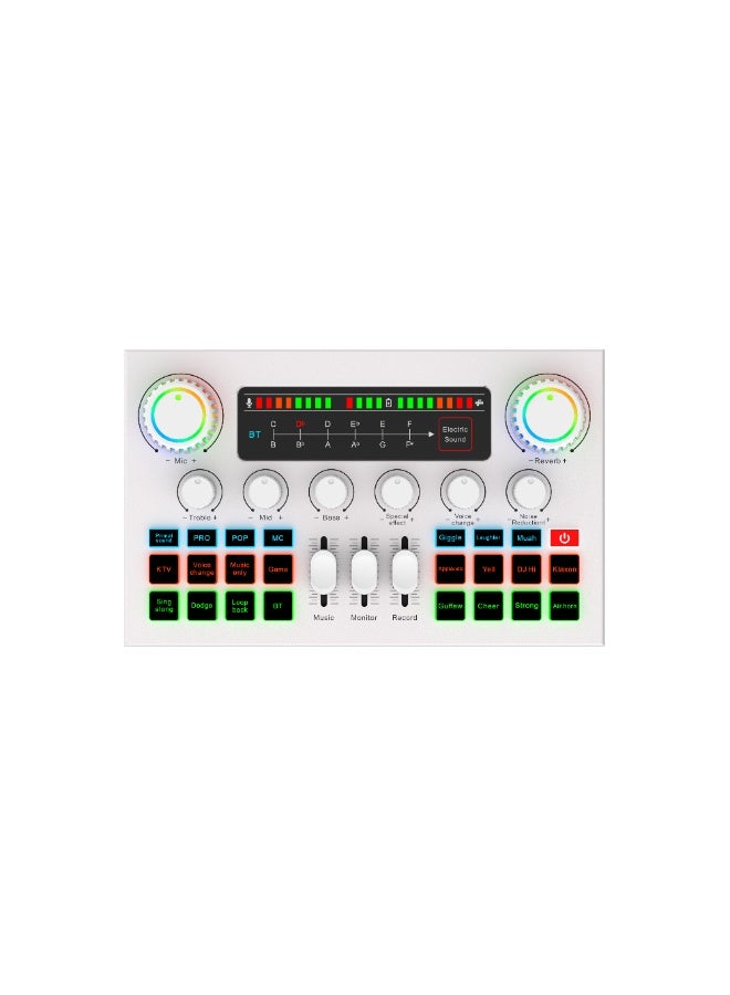 F999 Ultra Professional Sound Card, Universal for Phones and Computers, Live Broadcast, Recording and Karaoke Device, 12 Sound Effects Adjustment, DJ Mixer, Voice Changer and Noise Reduction Adjustment, Suitable for Live Broadcast, Music Recording, Guitar Playing, Voice Changer Function, Compatible with TikTok/Facebook/YouTube/Podcast/Game Recording, USB and Bluetooth Supported